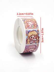1 Roll Cartoon Girl Sticker Sheets, Anime Handmade Toy Round Sealing Stickers - Multicolor - View 12