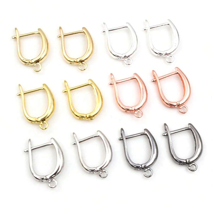 8pcs 19x13mm Brass Metal French Earring Hooks Clips Open Loop DIY Earring Clips Clasp Craft Jewelry Making Accessories Findings - Earrings Clips - View 1