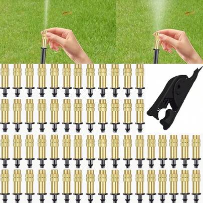 Đầu phun tưới nhỏ giọt điều chỉnh được 1/4", dụng cụ cắt ống và phun sương, phụ kiện phun sương, linh kiện hệ thống phun sương bằng đồng thau, thích hợp cho ban công, sân vườn, nông nghiệp, vườn cây ăn quả, nhà kính, làm vườn, vườn rau.