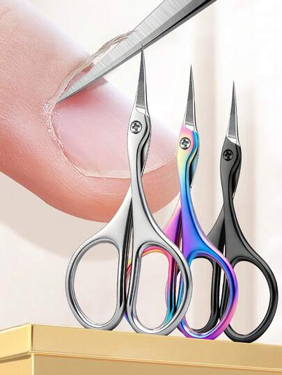 Bello Paratu 1pc Cuticle Scissors Nail Scissors Stainless Steel Manicure Tool With Curved Blade Precision Grooming Small Scissors For Cuticles Eyebrows Eyelashes Dead Skin Removal