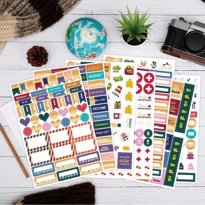 422pcs Work Plan Stickers, Date Budget, Business Theme Stickers Notebook Decor Foil Stamping Planning Stickers, Office Planning, Record Stickers