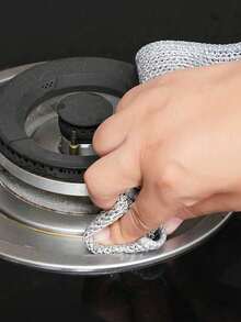 1块无缝银丝洗碗布，钢丝绒替代品，不粘油厨房清洁布，金属丝海绵，温和不伤手 - A - 查看 3