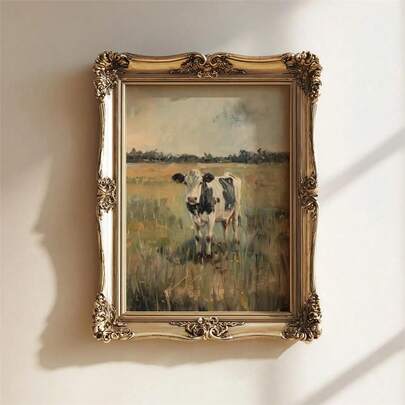 1pc, Wall Art, Vintage Poster, Farm Animals Art Print, Prairie Ranch Canvas Painting, Living Room Decor, Bedroom Aesthetic Design, Gift For Friends, Housewarming Gift, Unframed