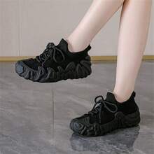 Giày thể thao nữ thoáng khí, kiểu tất, nhẹ và thoải mái, thích hợp cho chạy bộ. - màu đen - Xem 3