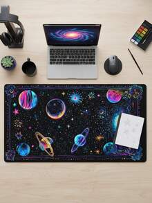 大尺寸鼠标垫，防水防滑光滑布面，彩色星空宇宙油画风格图案，可用作键盘垫、桌面垫或书垫，适合游戏玩家、办公室和宿舍使用，兼容鼠标和轨迹球，是送给游戏玩家的理想礼物。 - 查看 1