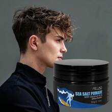 Sea Salt Pomade, MELAO Sea Salt Pomade With Coconut Oil & Shea Butter, Strong Hold Styling Wax For Men, Texturizes & Defines Curly Hair, Adds Natural Shine & Matte Finish, 60g/2.12oz - Wax - View 4