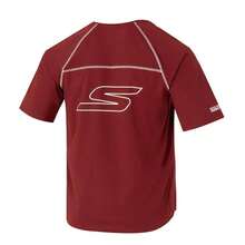Skechers Unisex T-Shirt, Summer Knit Crew Neck Casual Comfortable Daily Outdoor Sports Short Sleeve T-Shirt - Pomegranate Red - View 2