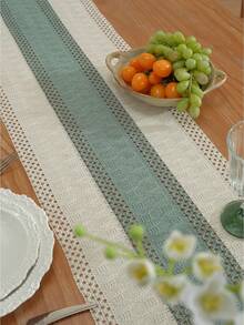 1pc Bohemian Style Tablecloth, Home Dining Table Decor Table Runner, Rustic Vintage Tablecloth Decor, Suitable For Living Room, Holiday, Bridal Shower Gift - Green - View 6