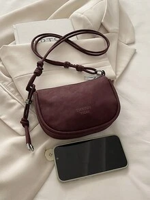 Litchi Texture Mini Crossbody Bag, New Stylish Compact Daily Versatile Shoulder Bag For Women - Burgundy - View 3