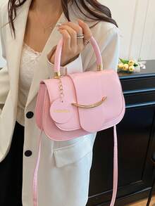 New Retro Small Square Bag, Niche Design Quality Crossbody Handbag, Minimalist Shoulder Bag For Women - Pink - View 5