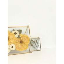 Double Glass Frame For Pressed Flowers,  Photo And Artwork,Hanging Pressed Flower Frames,Wall Decor Clear Floating Frame Display For  Art And Memento (Gold, 4x4) - Gold4x4 - View 3