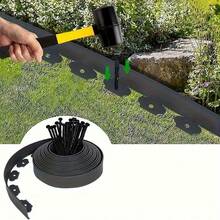 1 pièce, 500 cm Bordure de pelouse en plastique avec 15 chevilles d'ancrage unicolore faciles à installer - Bordure de jardin flexible pour l'aménagement paysager et la division de la pelouse - Noir - Voir 10