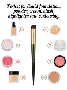 OEIEZ Pincel angular para corrector | Corrección, contorneado y fijación del área del ojo | Acabado sin rayas y uniforme | Funciona con correctores líquidos, en crema y en polvo | Cerdas sintéticas suaves y densas - Verde Oliva - Ver 6