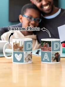 1pc 11oz Photo Mug For Dad, Father's Day Mug, Multiple Photos Can Be Customized, A Birthday Gift For Dad, Customized Family Mug, A Water Mug Exclusive To Dad, A Photo Memento Gift, Anniversary Gift. - Style 4 - View 5