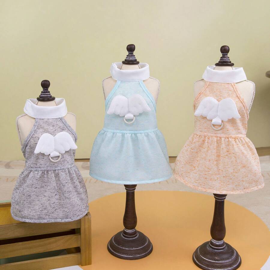 宠物服装、狗狗服装、猫咪连衣裙、25款韩式天使连衣裙、公主装、小型宠物服装、狗狗连衣裙、动物服装、欧美流行天使翅膀连衣裙 - 灰色 - 查看 1