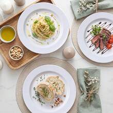 50/25/7件套纯白圆形餐盘，沙拉盘、蛋糕盘、水果盘、甜点盘、西式餐盘，尺寸分别为10.25英寸和7.5英寸，适用于节日送礼、家庭聚会、派对、户外活动、婚礼、餐厅、厨房等场合。 - 彩色 - 查看 6