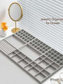 8pcs/Set Jewelry Display Tray, Jewelry Box, Cosmetic Organizer, Multi-Function Accessory Storage & Display Box, Stackable Jewelry Organizer Tray, Desktop Jewelry Storage Display Box, Suitable For Earrings, Necklaces, Rings, Bracelets, Pendants, Lipsticks, Pearls, Brooches, Elegant And Convenient Bedroom Accessories - Beige - View 8