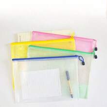 10pcs Transparent A5 File Bags, Office Supplies Grid Zipper Bags, Stationery Wholesale, PVC Waterproof Portable Document Bags - Sets - View 3