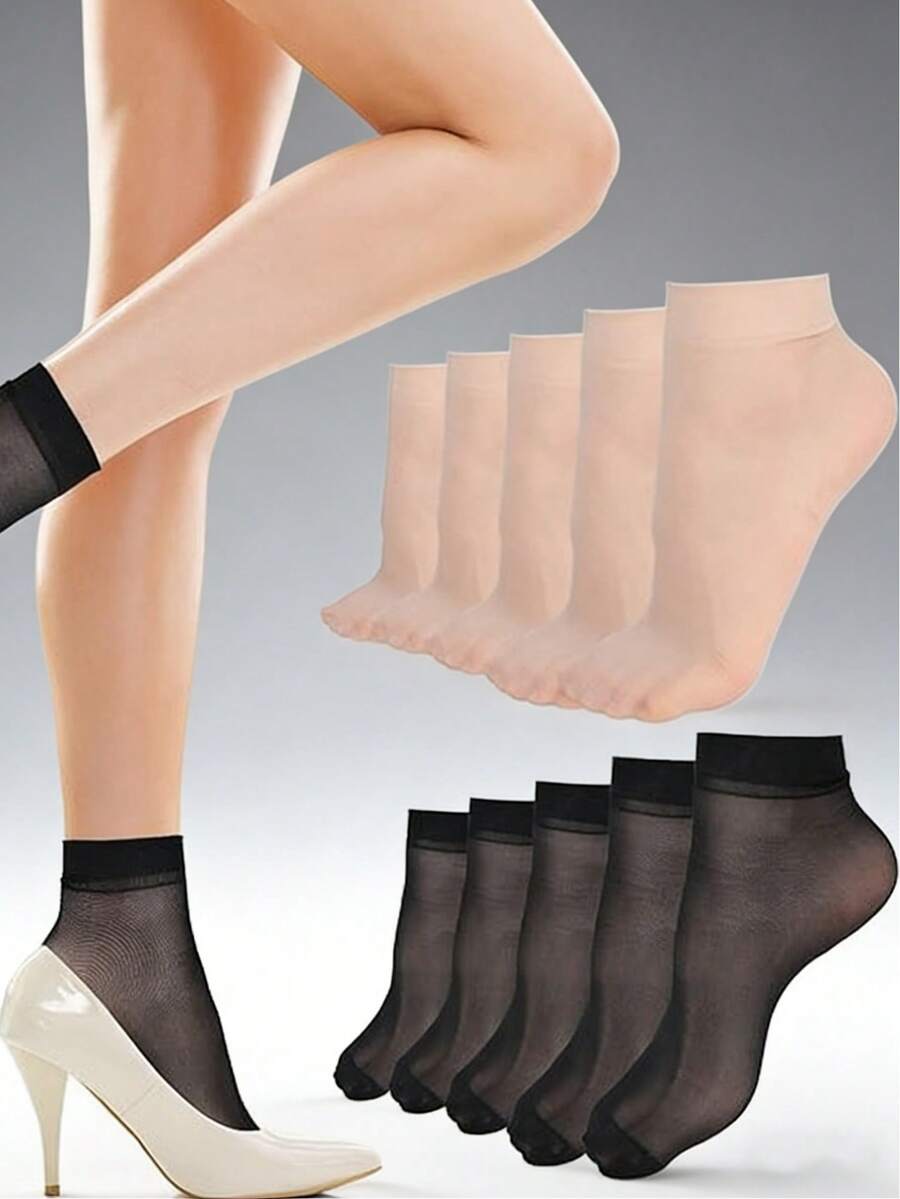 1/5/10/20双装加厚耐穿防勾丝长筒袜，四季皆宜 - 彩色 - 查看 1