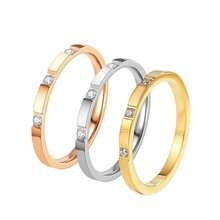 Bộ 3 chiếc nhẫn thời trang nữ bằng thép không gỉ, đính đá Cubic Zirconia 2mm, ba màu, có thể xếp chồng lên nhau, giữ màu tốt, ít gây dị ứng, thích hợp làm quà tặng. - Nhiều màu - Xem 8