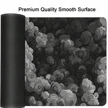 加长型游戏鼠标垫，日式云纹图案，大号电脑鼠标垫，缝边设计，长款 XL 动漫鼠标垫，适用于笔记本电脑和键盘（黑灰色云纹） - 查看 12