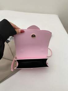 New Retro Small Square Bag, Niche Design Quality Crossbody Handbag, Minimalist Shoulder Bag For Women - Pink - View 11