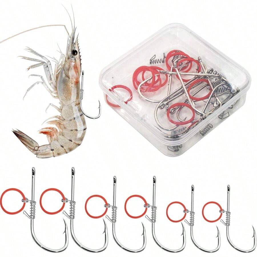 10Pcs Fishing Hooks Live Shrimp Hook Set, 2/3/4Catfish Bass Fishing Hooks Saltwater Freshwater Fishing Hooks Fishing Accessories - B - View 1
