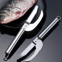 1/2 piezas Herramienta 2 en 1 para quitar escamas de pescado rápidamente, raspador y cepillo de piel de pescado, escamador de pescado, cuchillo de limpieza, accesorios de cocina - Ver 7