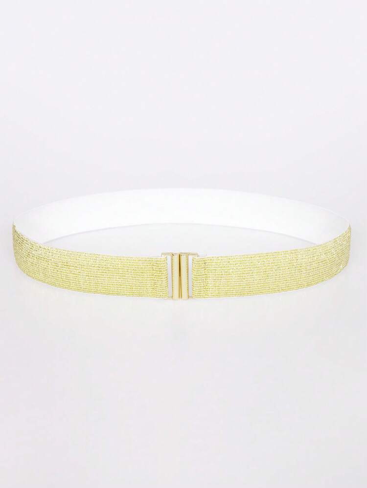 1条女士简约弹力腰带，金色搭扣黑色弹力腰带，适合搭配连衣裙、衬衫和外套，优雅日常穿着 - A - 查看 16