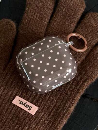 Minimalist Korean Style Black & White Polka Dot Protective Case For AirPods Pro 3rd Gen, Fits 4th Gen, Includes Fashionable Heart-Shaped Pendant, Anti-Drop Protection