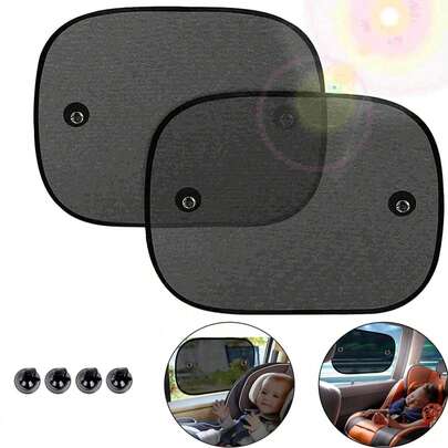 2pcs Car Sun Visor Car Side Blocking Sunscreen Heat Insulation Light Absorption Curtain Summer Small Car Window Curtain Side Gear Plate Blackout Cloth