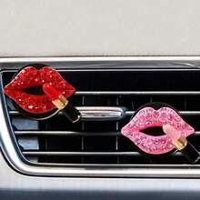 Rhinestone Car Vent Clip, Lipstick Shaped Car Air Vent Clip, Personalized Car Interior Decor Accessory, Car Decor Gift For Women & Girls - A - View 5