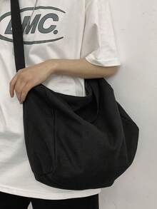 Large Capacity Shoulder Bag, Suitable For Students And Daily Use - Black - View 2
