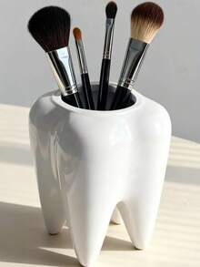 Creative Tooth-Shaped Pen Holder, Featuring Unique White Tooth Design, Suitable As Dental/Dentist Gift, Home Office Desk Organizer, Makeup Brush Holder Or Bathroom Toothbrush Holder, Great For Back To School Season - Dental Series - View 1