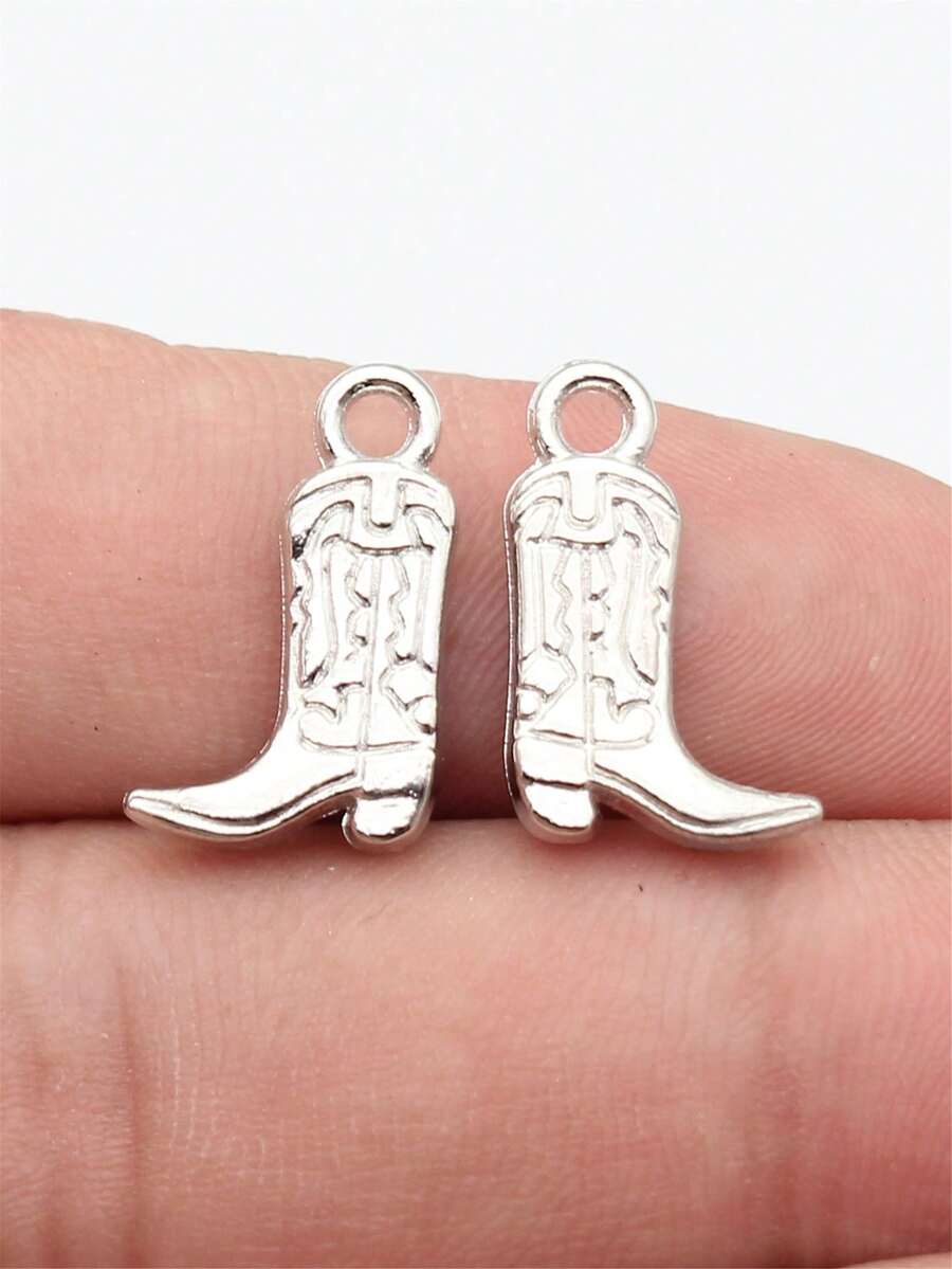 10 chiếc/túi, mặt dây chuyền hình ủng cao bồi miền Tây hai mặt 11x18mm dùng làm trang sức thủ công, phụ kiện trang sức DIY. - Rô-đi-um - Xem 1