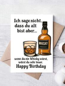 1pc Funny Whiskey-Themed Birthday Card For Adults – Perfect Gift For Whiskey Lovers, Friends, And Family" Envelope + Greeting Card - A - View 10