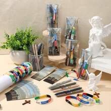 25 Sets Easter Christian Gift Bulk Plan Of Saation Pen Bible Verse Bracelet Gospel Romans Road Tract Scripture Gifts Bulk For Women Church Party Sunday School Pastor Teacher Classic - 黑色 - 查看 5