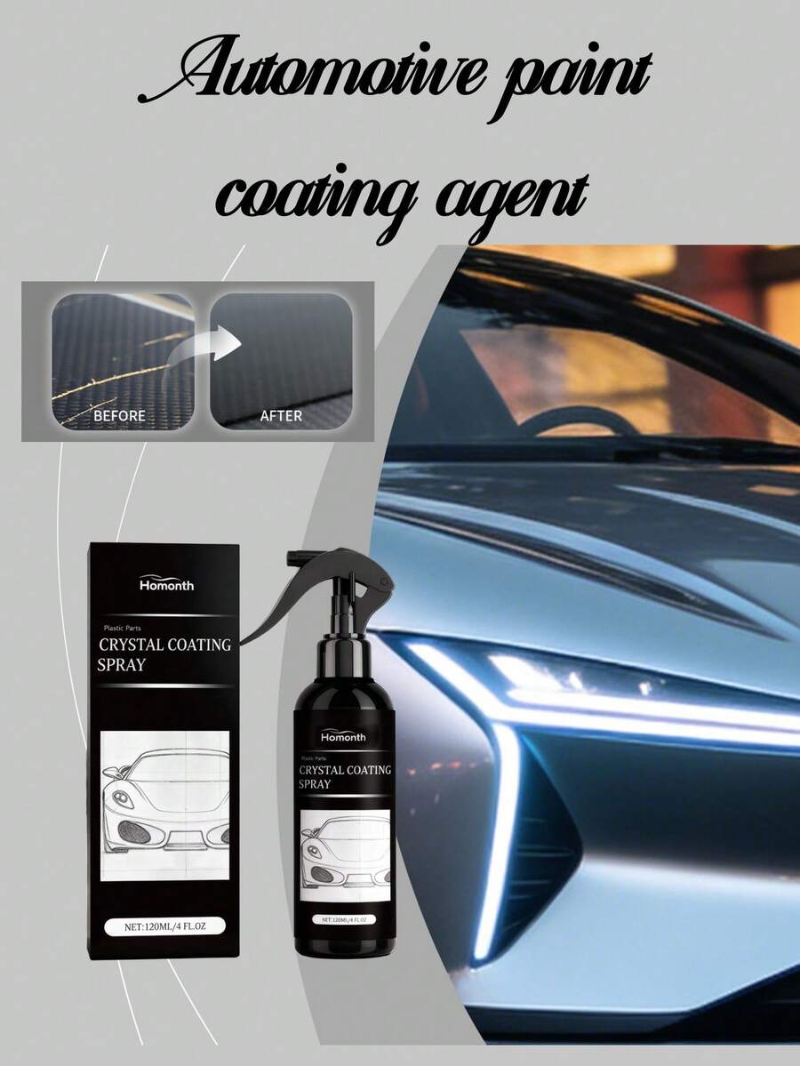 Car Paint Coating Agent, Hydrophobic Anti-Pollution Glossy Daily Refresh Lacquer Surface Coating Maintenance Spray - 120ml - View 1