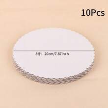 10个白色圆形蛋糕底托，扇形边缘，6/8/10英寸，1/2英寸厚，坚固耐用，多用途多层蛋糕架，适用于毕业典礼、派对、啤酒节、圣诞节、万圣节、新年等场合 - 无需电源或电池 - 查看 7