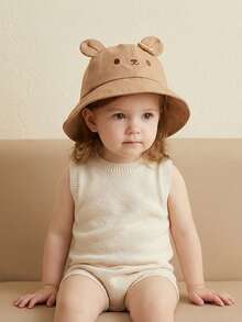 1pc Kids Summer Bucket Hat, Bear Pattern Bucket Hat, 48cm For 1-3Y Boys Girls, Cute & Versatile - Multicolor - View 5