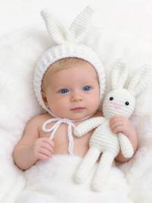 Newborn Photography Props Clothing, Baby Boy/Girl Rabbit Ear Hat Shooting Props, Knitted Hat, Infant Photography Props Clothing - Multicolor - View 4