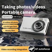 Máy quay phim kỹ thuật số 4K, màn hình 2.8 inch, phù hợp cho người lớn và thanh thiếu niên, máy quay phim giá cả phải chăng, quà tặng Giáng sinh, tặng kèm sticker pha lê tự làm. - Nhãn dán M08 màu Tím + Pha lê - Xem 5
