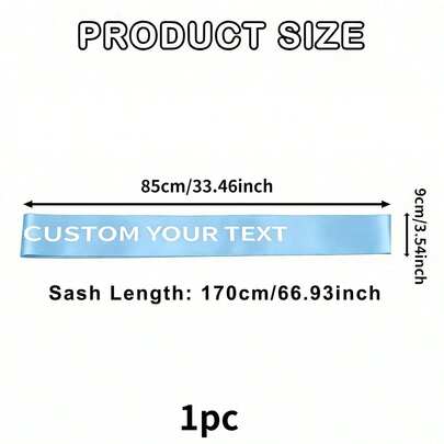 1pc Custom Text Satin Sashes Party Packs - Personalized For Birthday, Bride Bachelorette, To Be & Sweet Birthday Queen, Graduation Polyester Class Of Sash For School & College Graduation