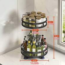 1pc 360 Degree Rotatable & Adjustable Kitchen Countertop Organizer Rack, Multi-Function Spice, Condiment, Cosmetic Storage Holder - Multicolor - View 13