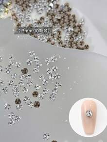 10顆裝奢華K9迷你水晶球美甲水鑽－透明白色不對稱平底3D美甲寶石，優雅閃亮美甲裝飾，適用美甲藝術（3mm-6mm）美甲飾品 - 白色 - 查看 5
