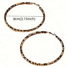 1 Pair Of Vintage Elegant Geometric Large Circle Leopard Print Pendant Earrings For Women, With An Exaggerated Design And Luxurious Fashion Style, Suitable For Women's Daily Wear, Banquets, And Stage Performances - Màu sắc hình ảnh - Xem 2