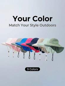 1顶儿童宽檐遮阳帽，男女童夏季防晒帽，2-12岁防水速干便携沙滩帽 - 彩色 - 查看 7