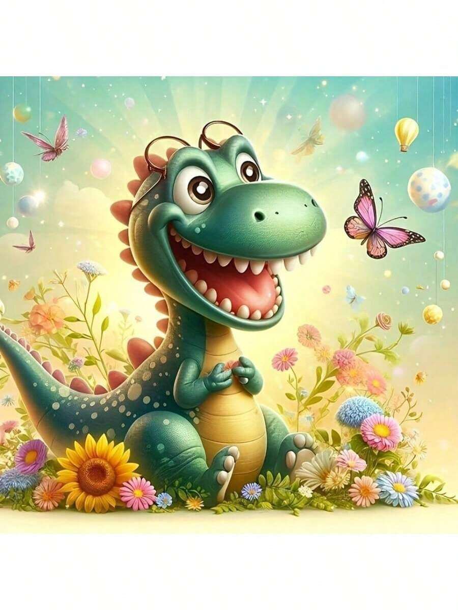 Bộ tranh đính kim cương 1 mảnh - Khủng long, Bộ tranh đính kim cương toàn bộ, Tranh chấm kim cương tự làm, Nghệ thuật và thủ công toàn bộ, Thích hợp làm quà tặng trang trí tường nhà, Bộ tranh đính kim cương - viên kim cương tròn - Xem 1