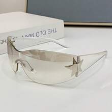 Fashionable Frameless Pentagram Y2K Personality Glasses - Black and Gray - View 7