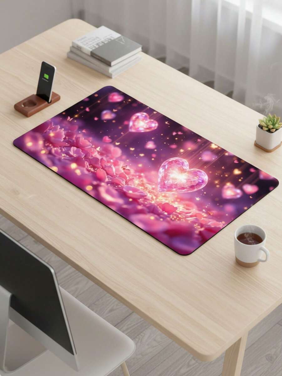 Tấm lót chuột chơi game cỡ 3XL cực lớn, bề mặt mịn, chống thấm nước, chống trượt, có thể giặt, viền khóa, kích thước 39.37"X19.69", đế cao su chống trượt, bề mặt vải, họa tiết nghệ thuật màu hồng tím, tấm lót chuột cỡ XXL cực lớn, tấm lót chuột chơi game, tấm lót bàn làm việc, thảm bàn máy tính, tấm lót bàn văn phòng, tấm bảo vệ bàn làm việc, tương thích với chuột có dây và không dây, sử dụng cho văn phòng và chơi game, quà tặng hình trái tim lãng mạn, quà tặng ngày lễ Ngày của Mẹ. - Xem 1